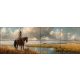 Native American man on horseback by the lake – western-style ceramic tile mural